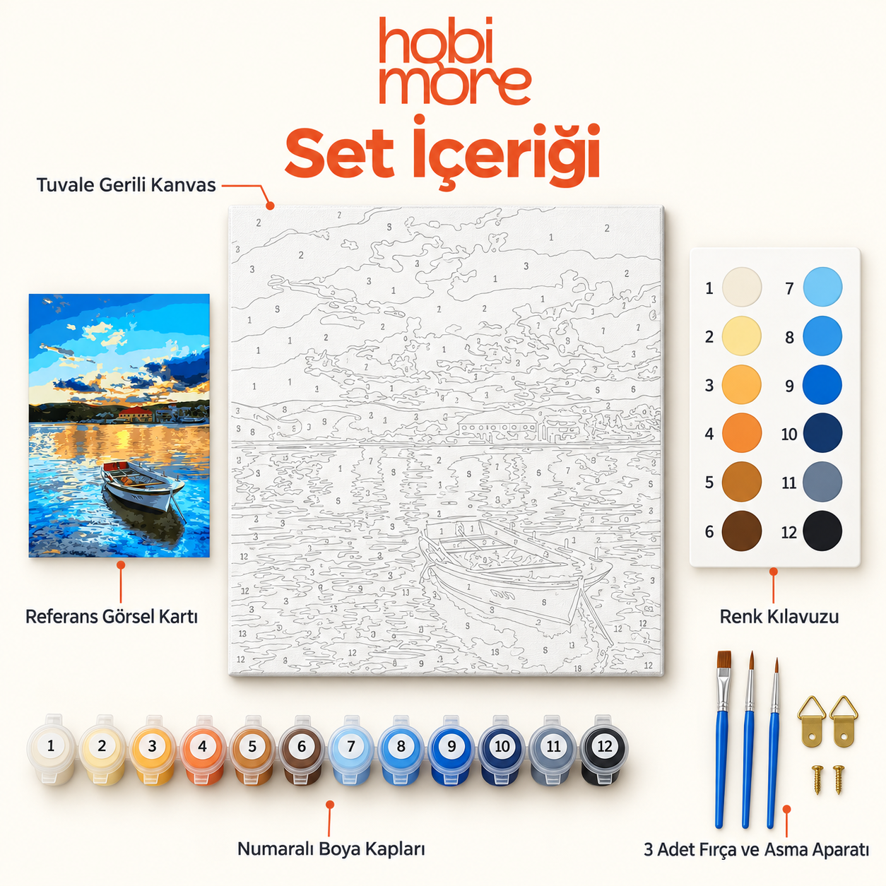 Mavi Ufukta Tekne Sayılarla Boyama Seti - Görsel 2