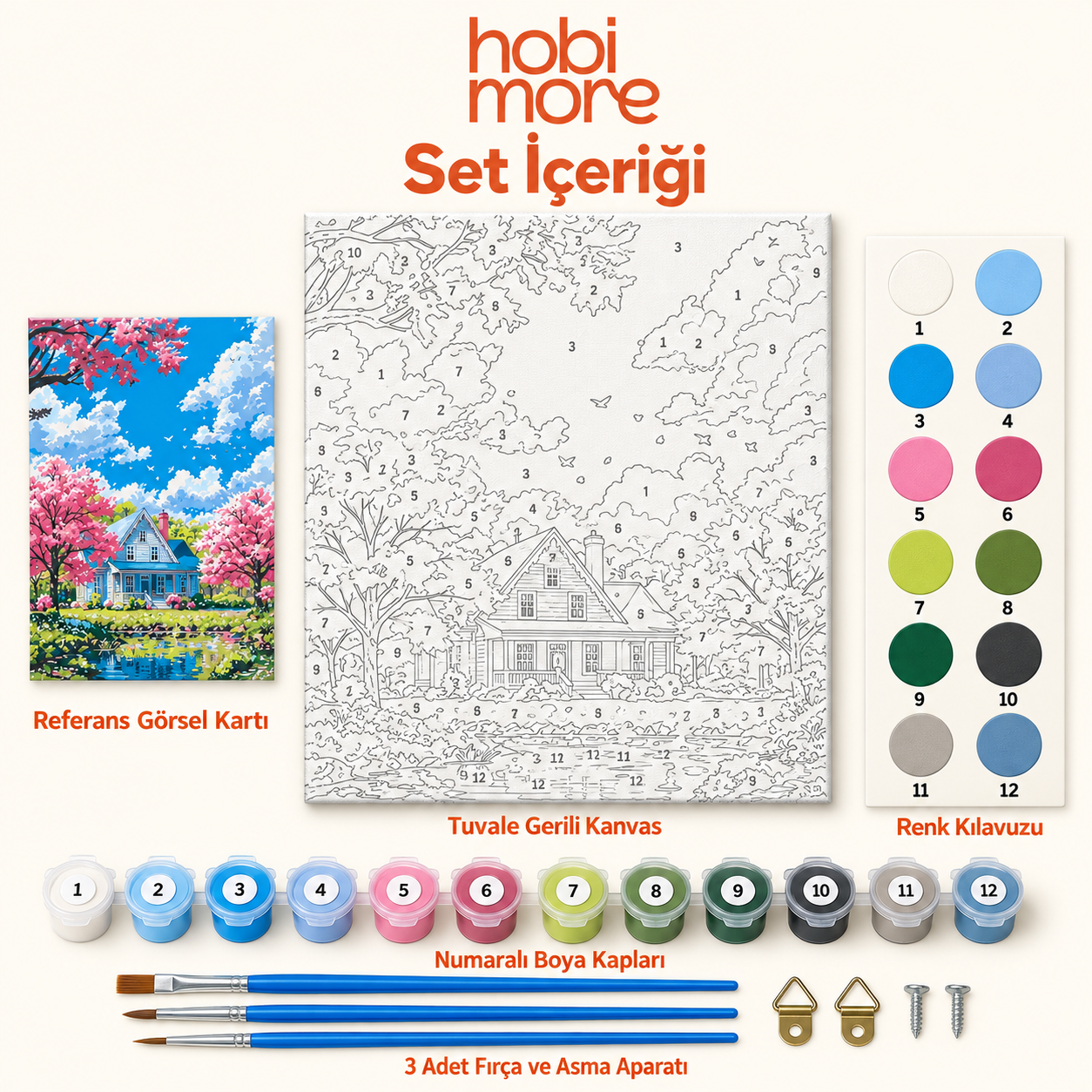 Pembe Bahçe Evi Sayılarla Boyama Seti - Görsel 2