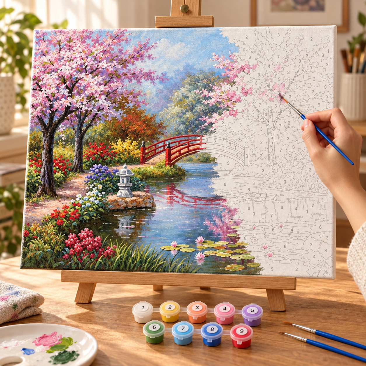 Sakura Köprüsü Sayılarla Boyama Seti - Görsel 3