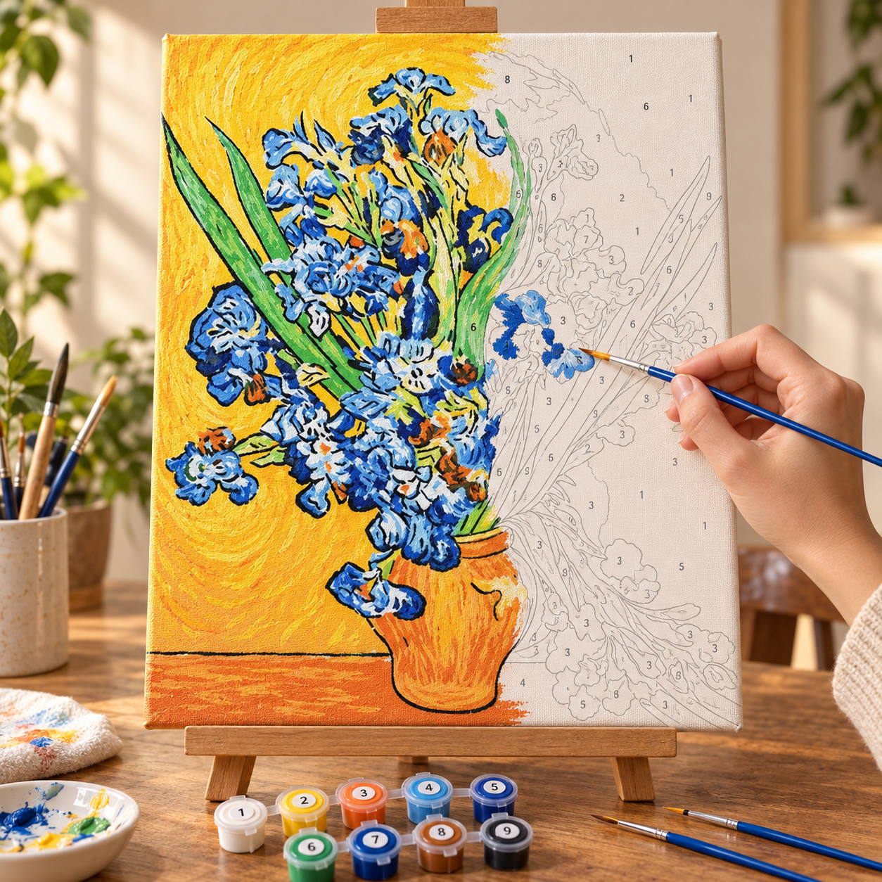 Vincent van Gogh Süsenler Sayılarla Boyama Seti - Görsel 3