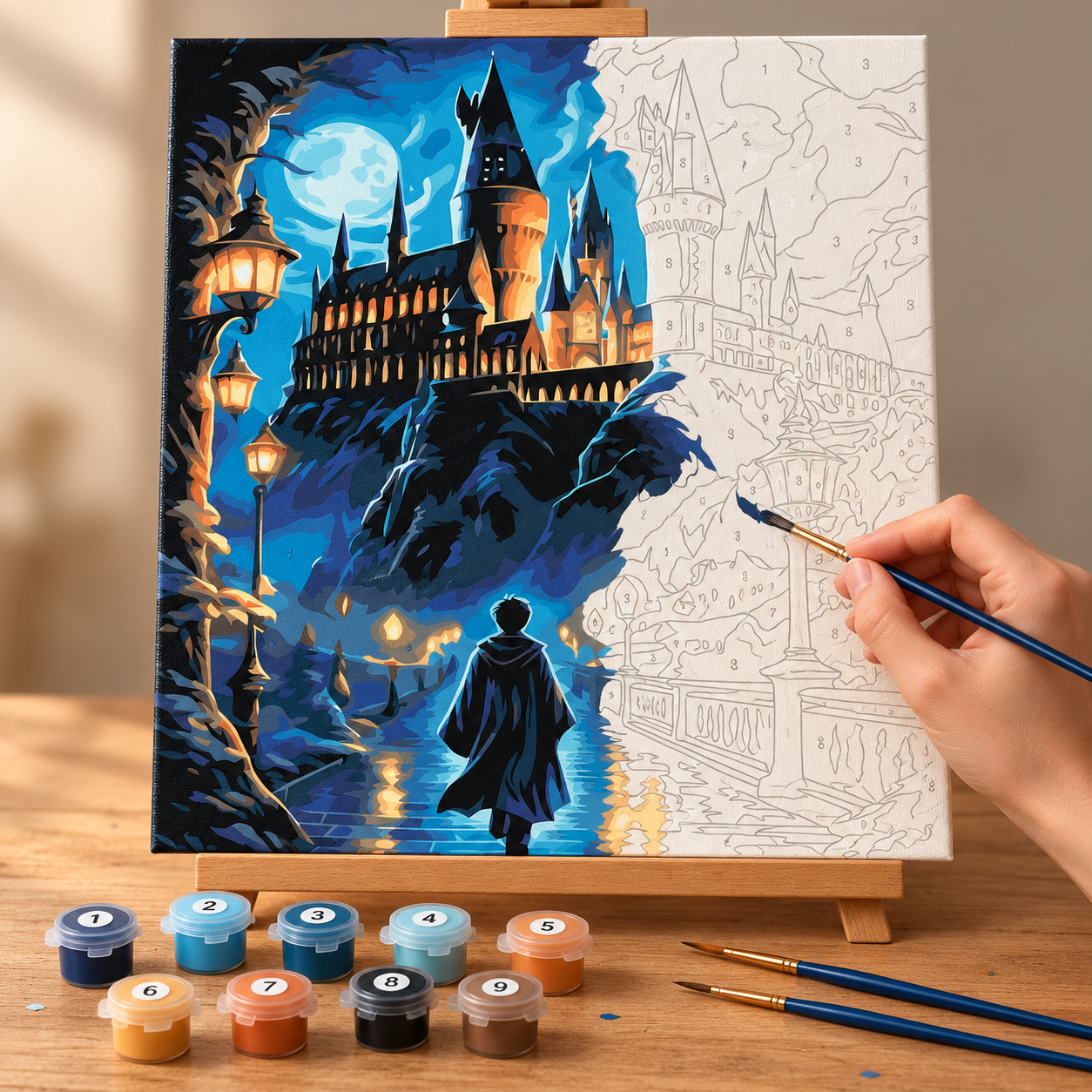 Harry Potter'ın Şatoya Yolculuğu Sayılarla Boyama Seti - Görsel 2