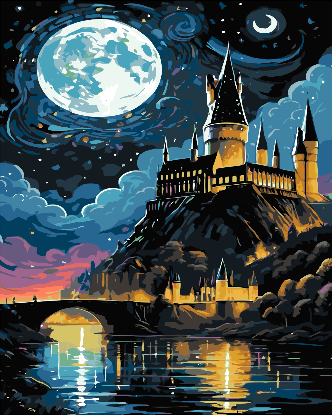 Dolunayda Hogwarts Sayılarla Boyama Seti