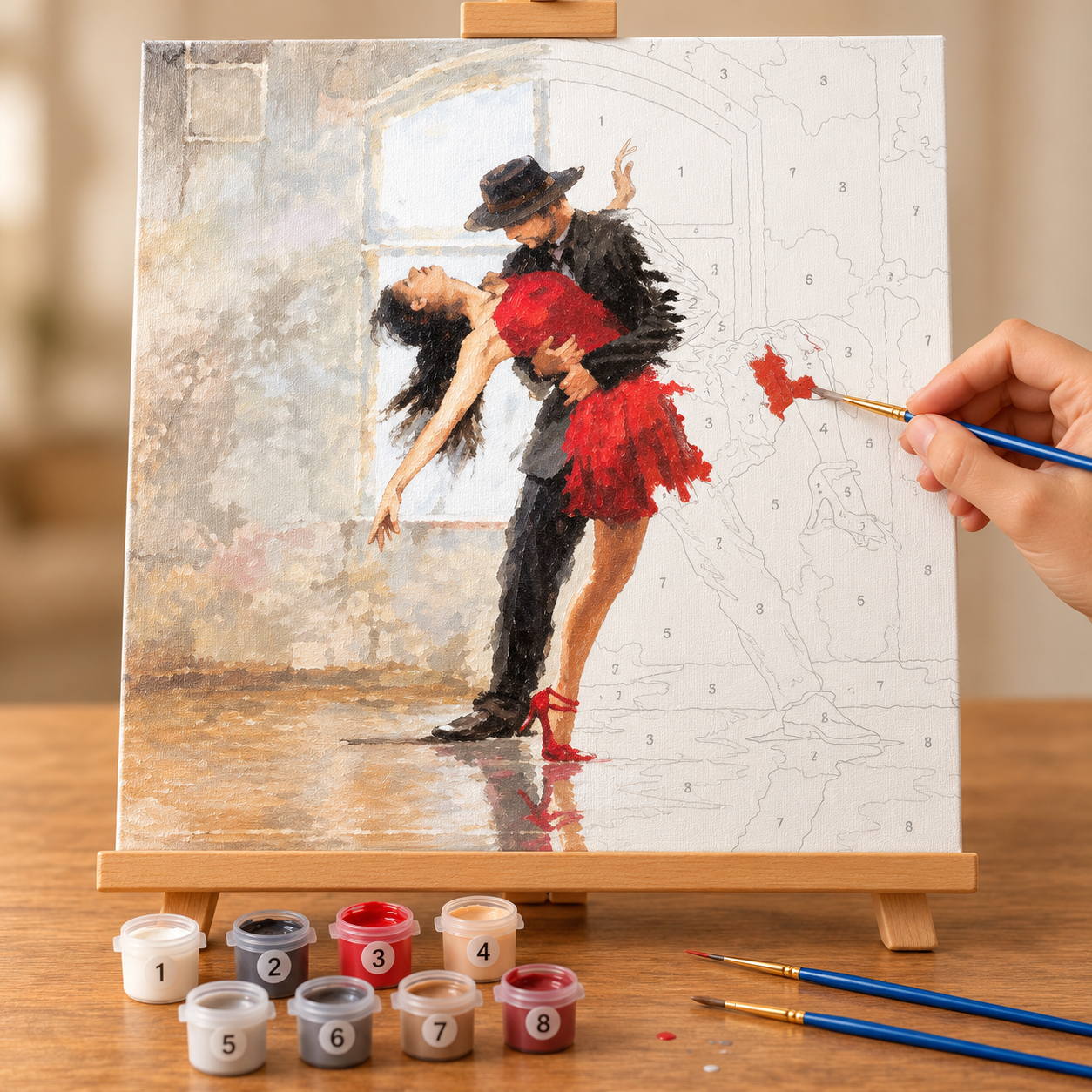 Kırmızı Elbiseli Tango Sayılarla Boyama Seti - Görsel 2