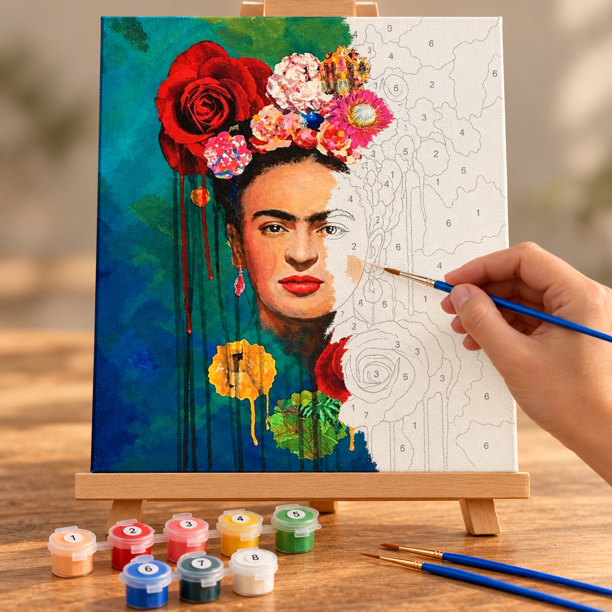 Frida'nın Çiçek Tacı Sayılarla Boyama Seti - Görsel 2